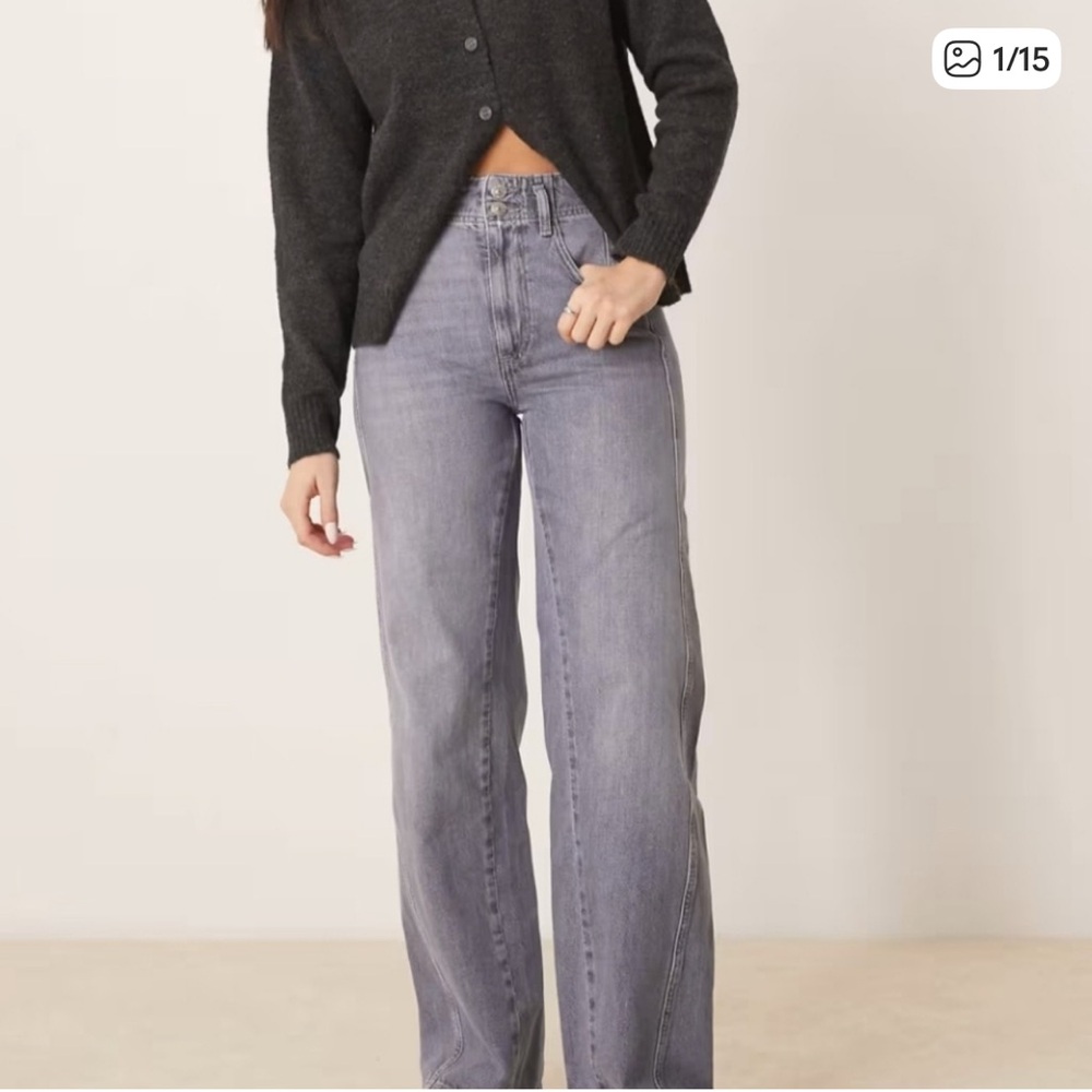 We The Free Wide-Leg  Aster Jeans in Gray Wash